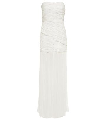 Rotate Birger Christensen Leia metallic ruched maxi dress in white