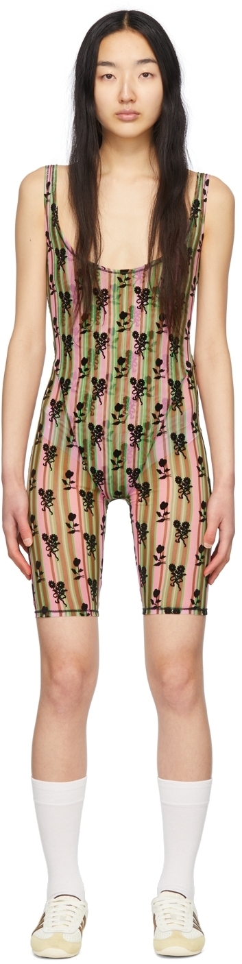 Chopova Lowena Pink & Green Polyester Jumpsuit