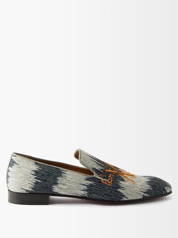christian louboutin - dandelion logo-embroidered cotton-canvas loafers - mens - navy white