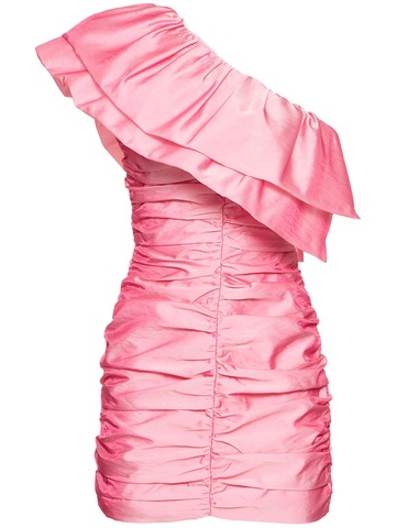 rotate one-shoulder ruffled mini dress in pink