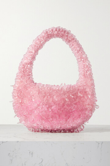 clio peppiatt - + the vanguard quartz bead-embellished satin shoulder bag - pink