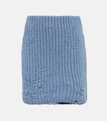 jw anderson distressed cotton-blend miniskirt in blue