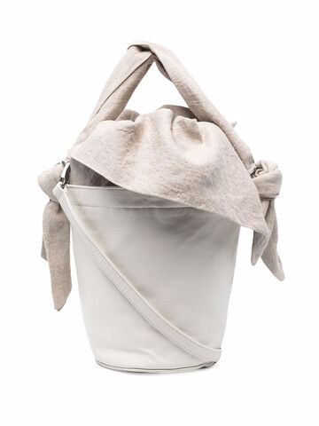 discord yohji yamamoto linen-lined leather bucket bag - neutrals