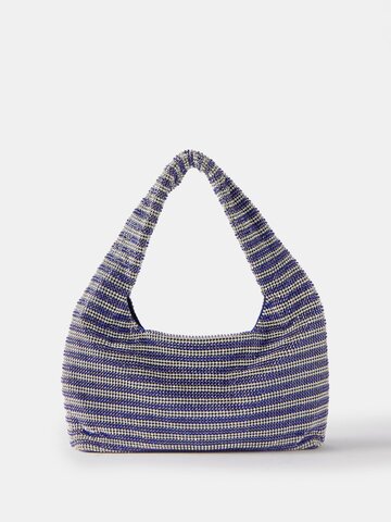 kara - mini striped crystal-mesh shoulder bag - womens - blue stripe