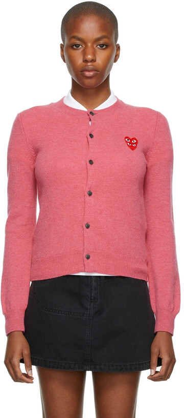 Comme des Garçons Play Layered Double Heart Cardigan in pink