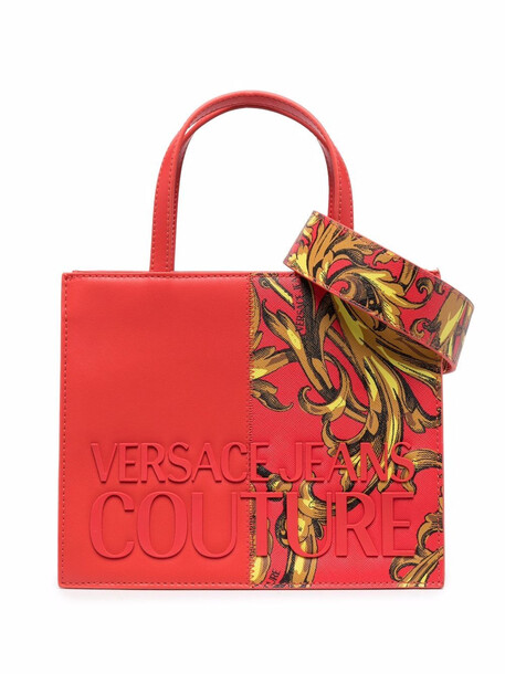 Versace Jeans Couture logo plaque baroque tote bag - Red