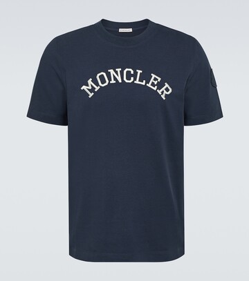 moncler logo-embroidered t-shirt in blue