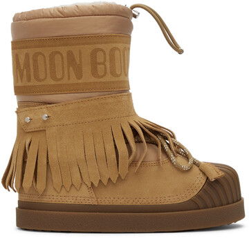 Moncler Genius Brown Palm Angels Edition Suede Moon Boots in camel
