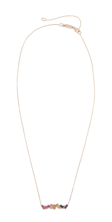 Kalan by Suzanne Kalan Baguette Necklace in gold / rose / multi