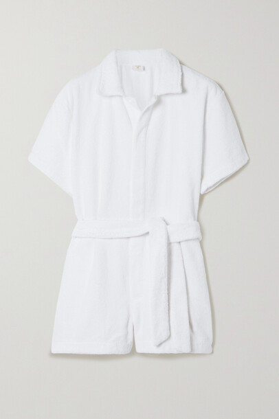 TERRY - Il Pareo Belted Organic Cotton-terry Jumpsuit - White