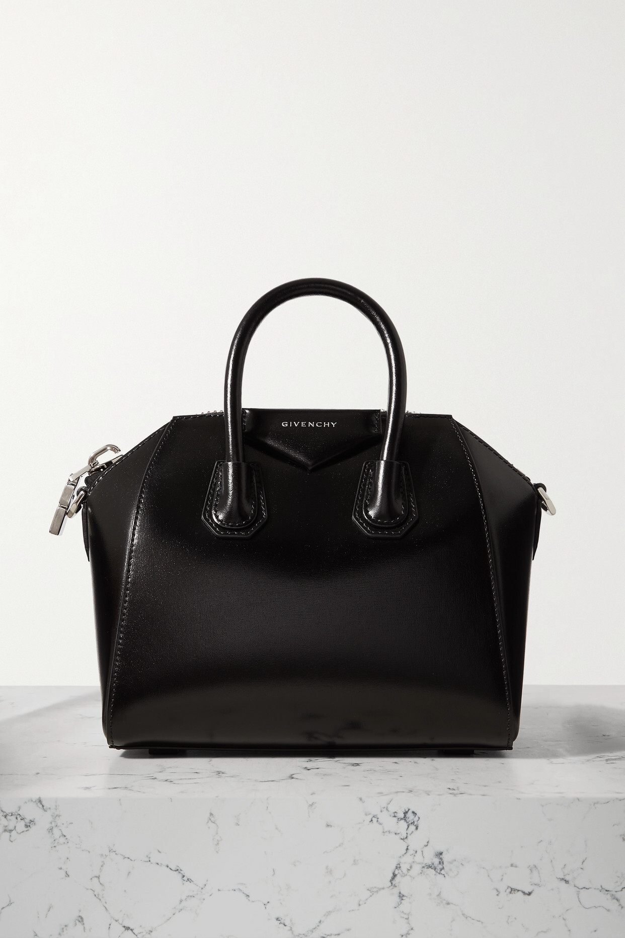 Givenchy - Antigona Mini Glossed-leather Tote - Black