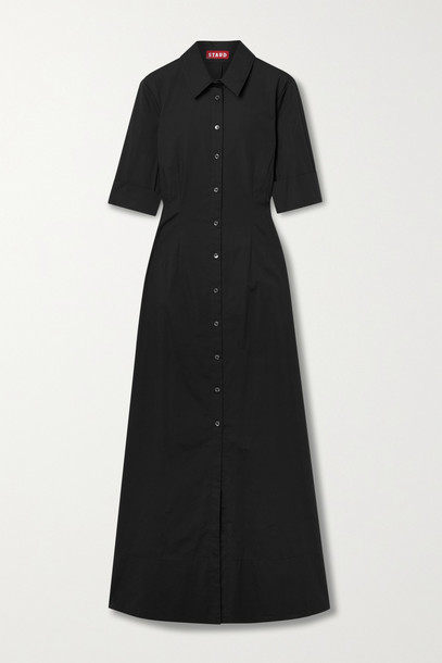 STAUD - Joan Cotton-blend Poplin Maxi Dress - Black