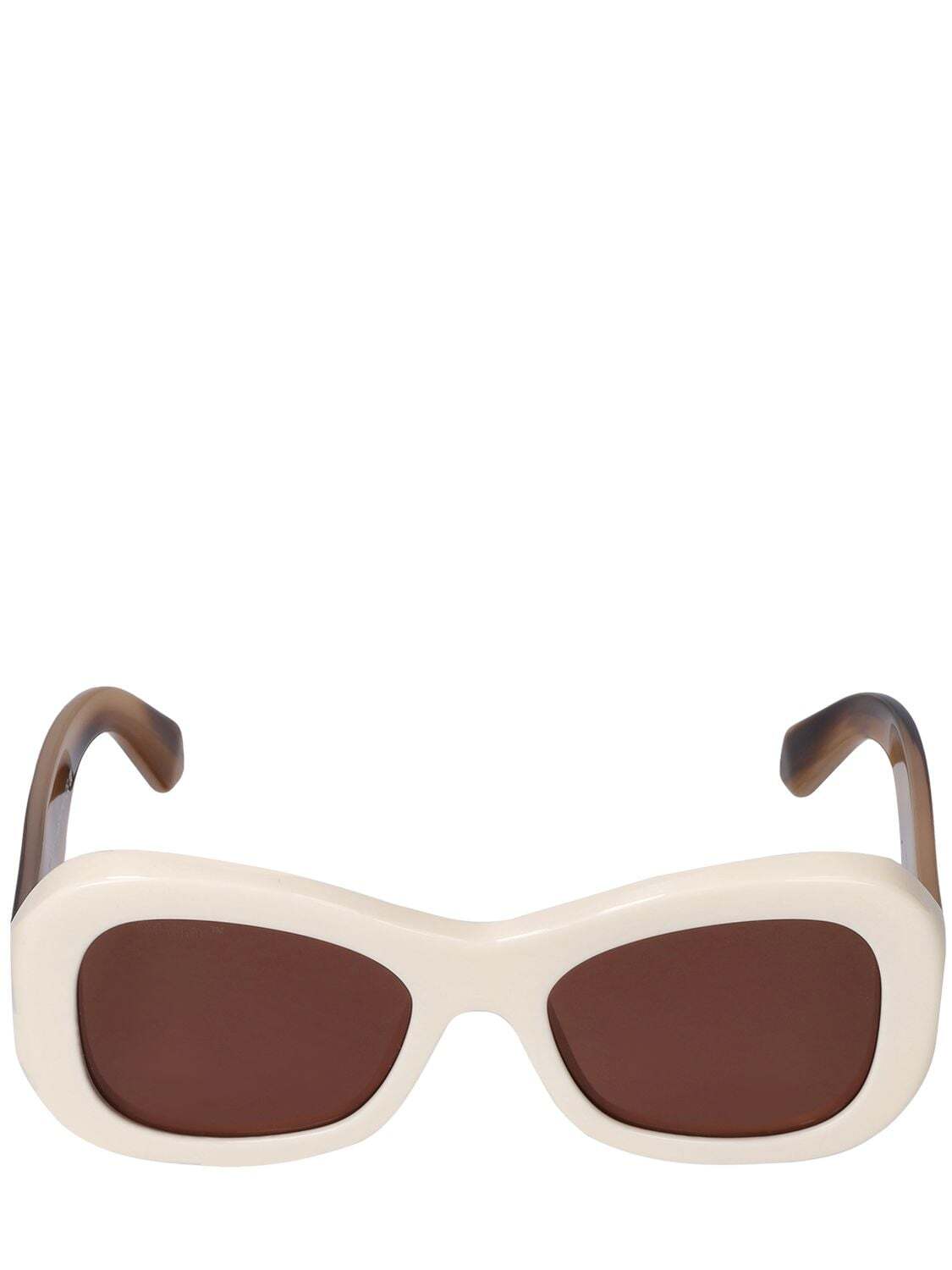 OFF-WHITE Pablo Round Acetate Sunglasses in brown / white