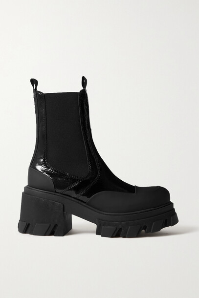 GANNI - Patent-leather Platform Chelsea Boots - Black