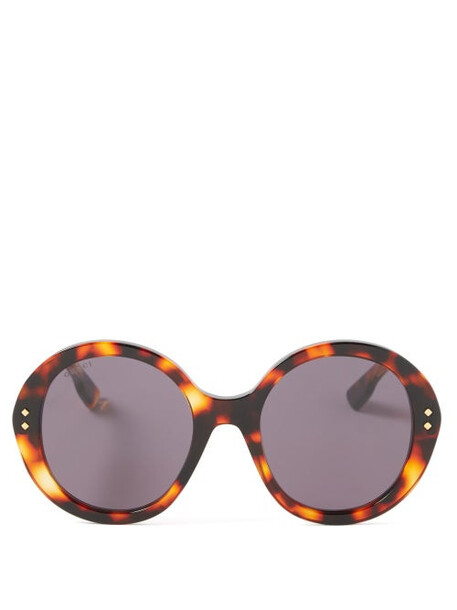 Gucci - Oversized Round Tortoiseshell-acetate Sunglasses - Womens - Brown Multi