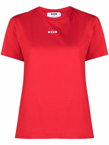msgm logo-print cotton t-shirt - red