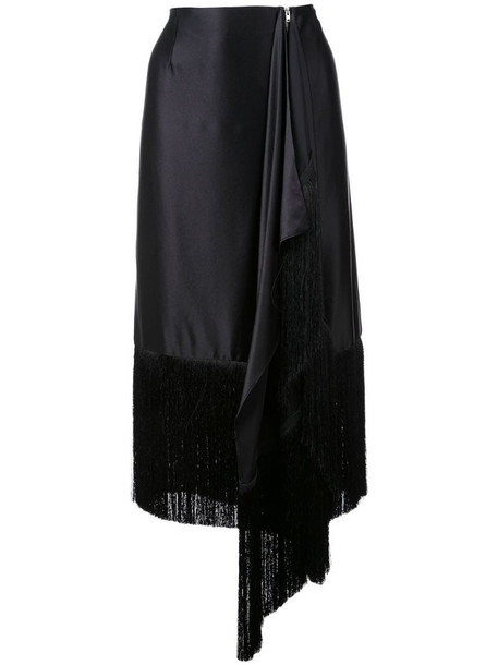 Marques'Almeida fringed asymmetric skirt in black