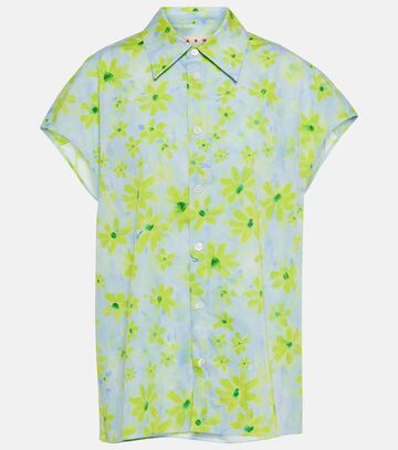 marni floral cotton shirt in green