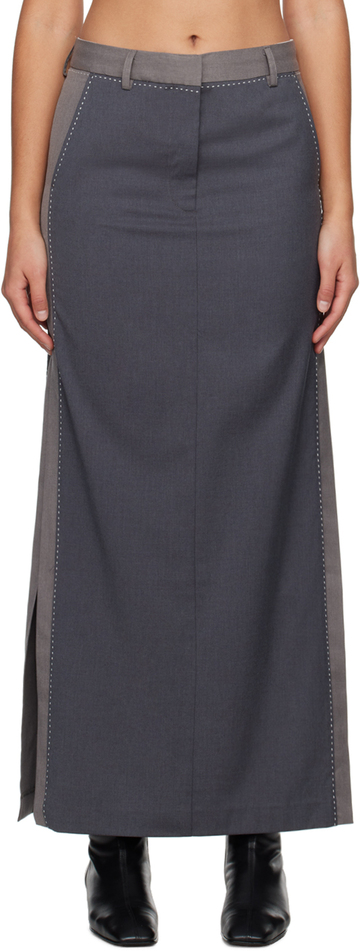 remain birger christensen gray two-color maxi skirt