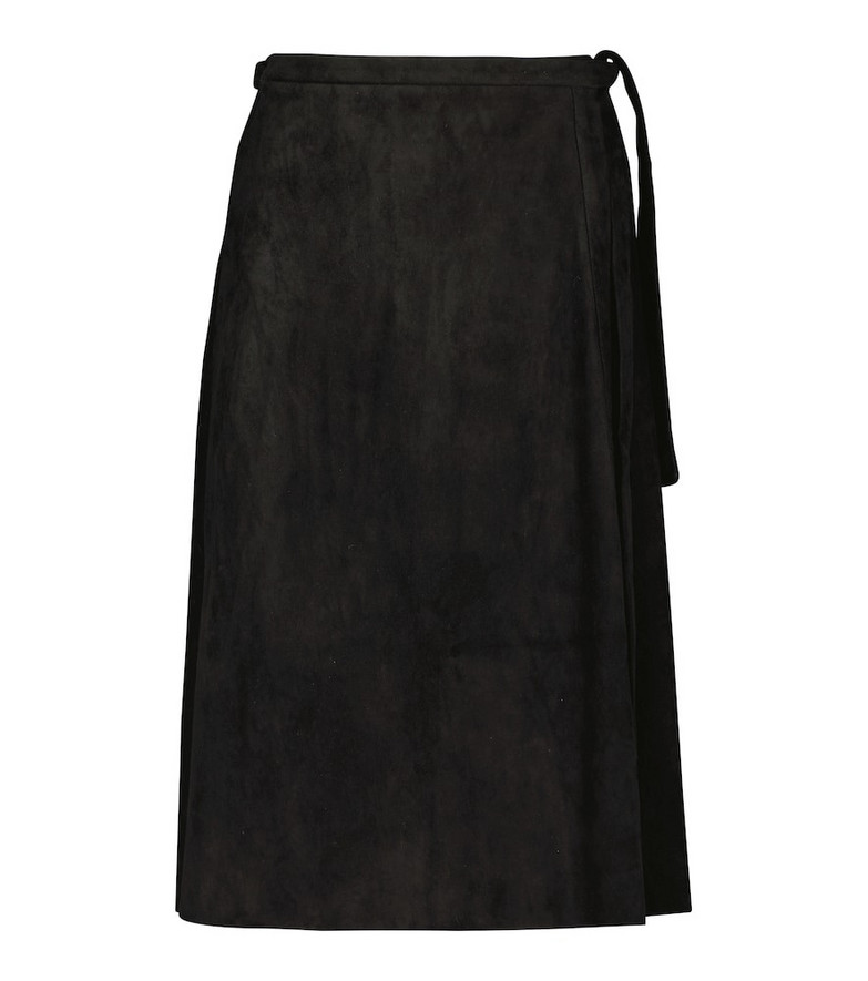 Stouls Mindy high-rise suede midi skirt in black