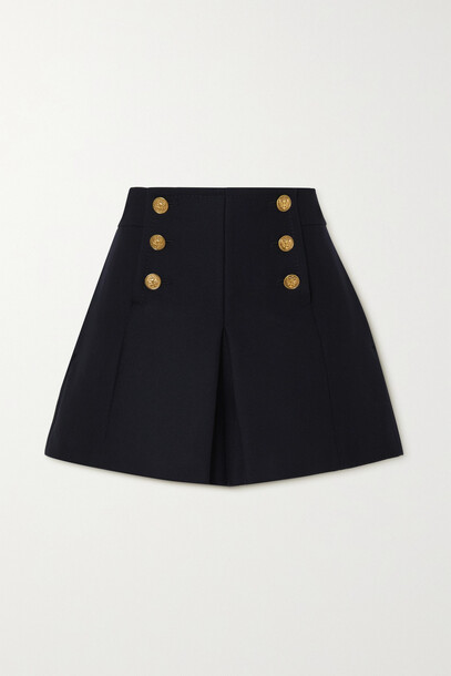 REDValentino - Button-embellished Wool-blend Shorts - Blue