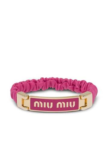 miu miu logo-plaque leather bracelet - pink