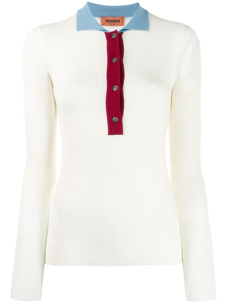 Missoni contrast collar polo shirt in neutrals