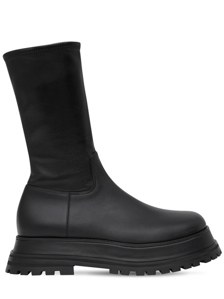 BURBERRY 50mm Hurr Sock Leather Boots in black
