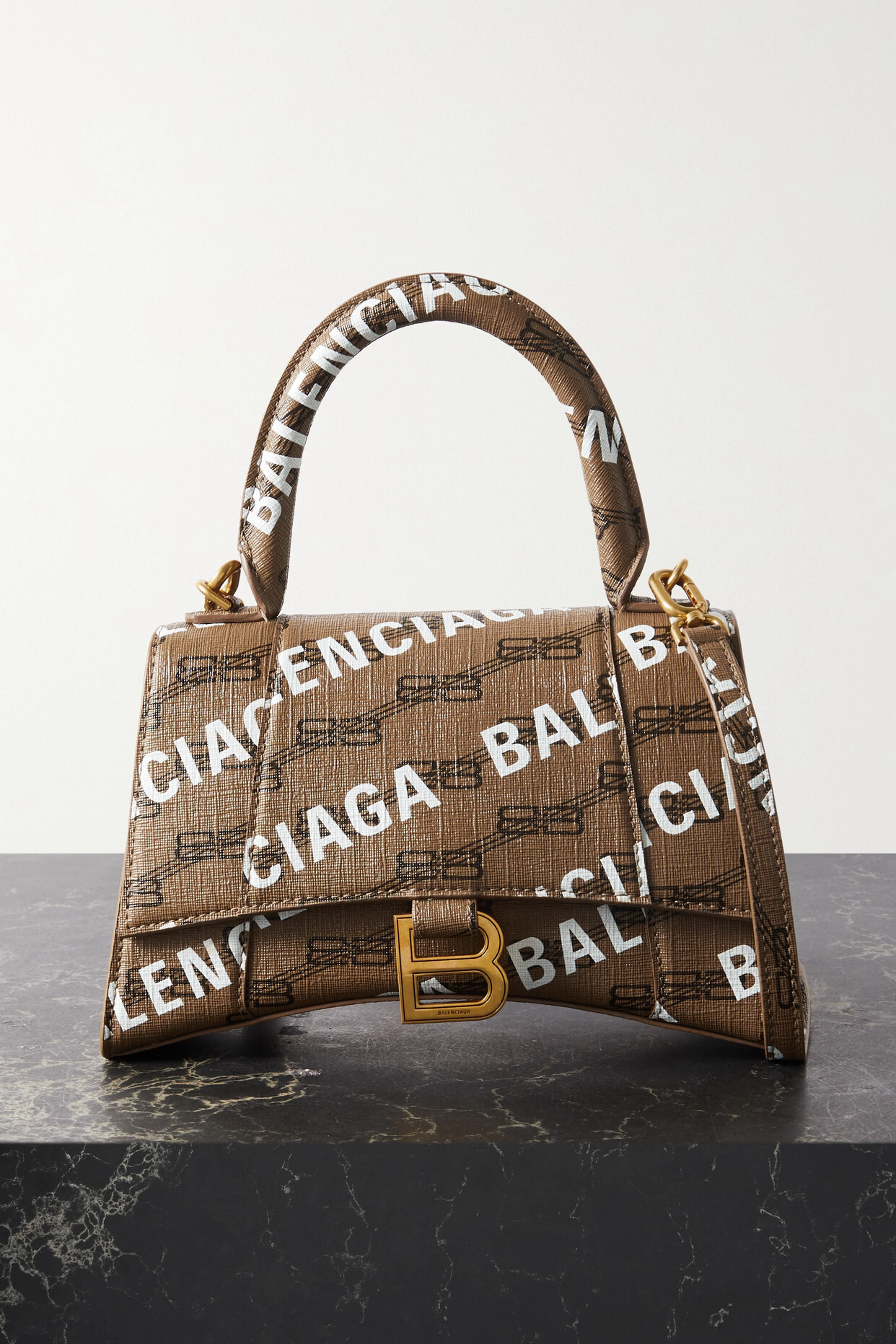 Balenciaga - Hourglass Small Printed Coated-canvas Tote - Brown