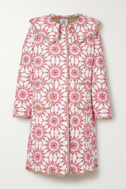 Horror Vacui - Natalie Scalloped Quilted Printed Cotton Coat - Red