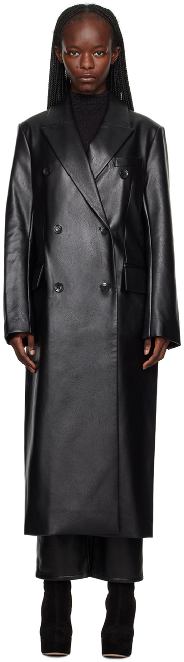 stand studio black raquel faux-leather coat