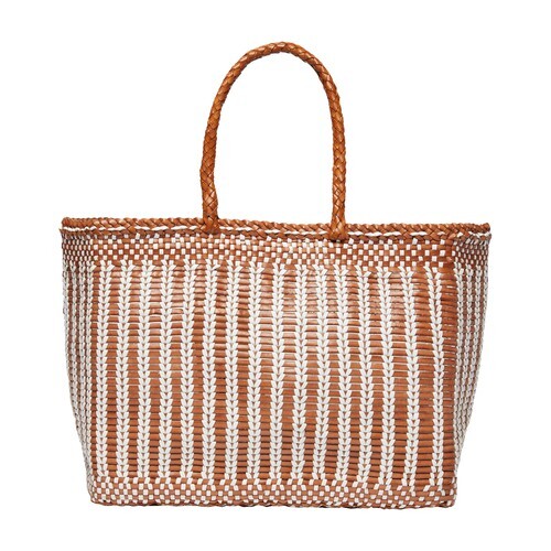 Dragon Diffusion Bali big basket bag in tan / white
