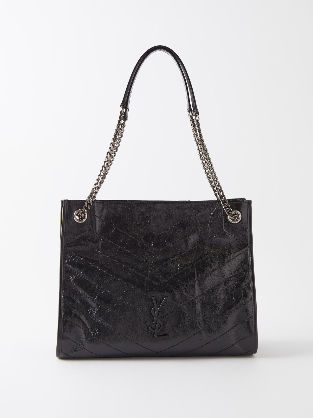 Saint Laurent - Niki Medium Crinkled-leather Tote Bag - Womens - Black