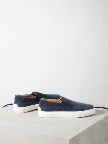 tod's - cassetta suede loafers - mens - navy white