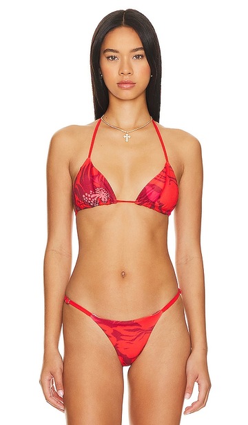 maaji edge bikini top in red