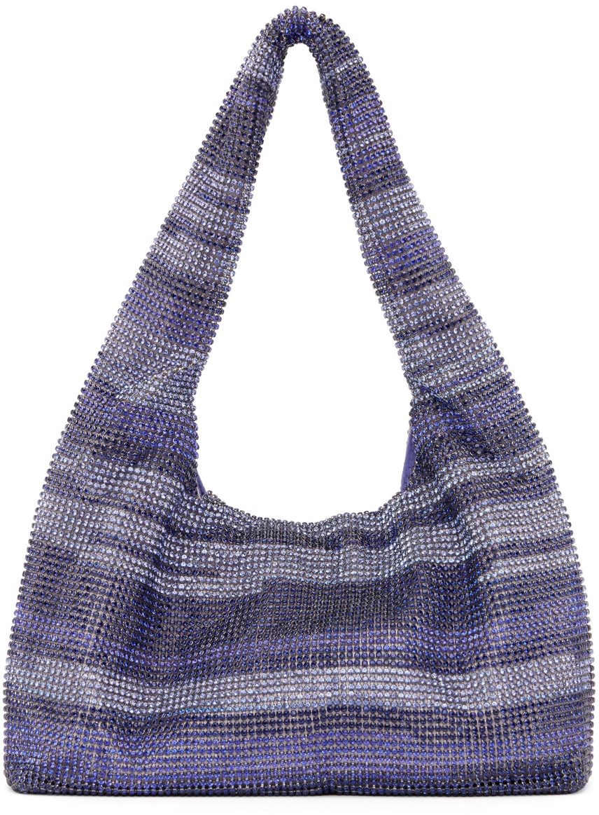 KARA Purple Mini Crystal Mesh Shoulder Bag