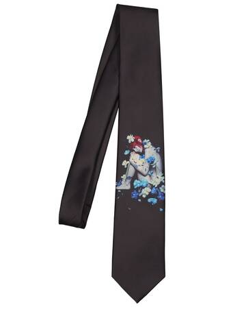kusikohc blue girl print tie in black