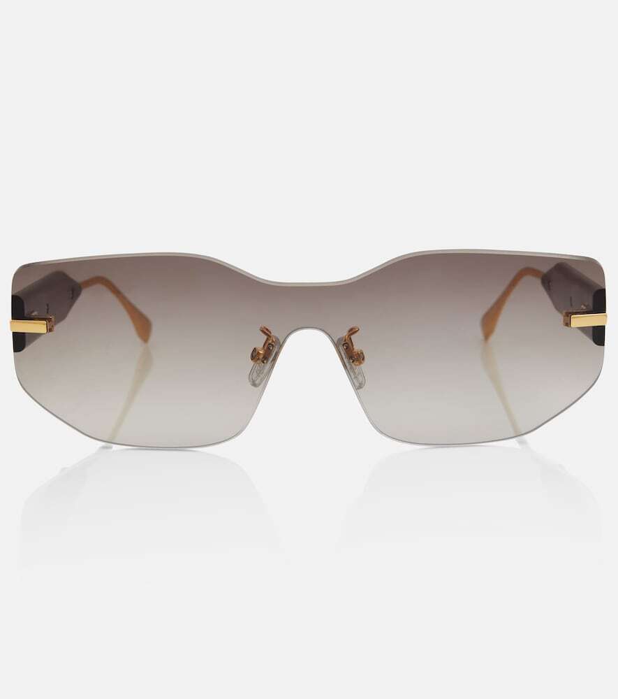 Fendi Shield logo sunglasses in brown
