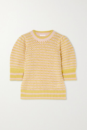 See By Chloé See By Chloé - Striped Open-knit Sweater - Yellow