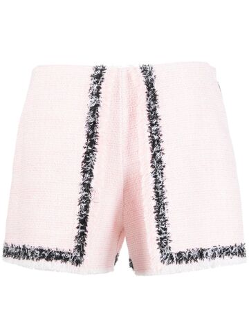 msgm frayed-edge tweed mini shorts - pink