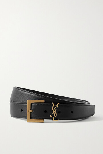 saint laurent - embellished leather belt - black