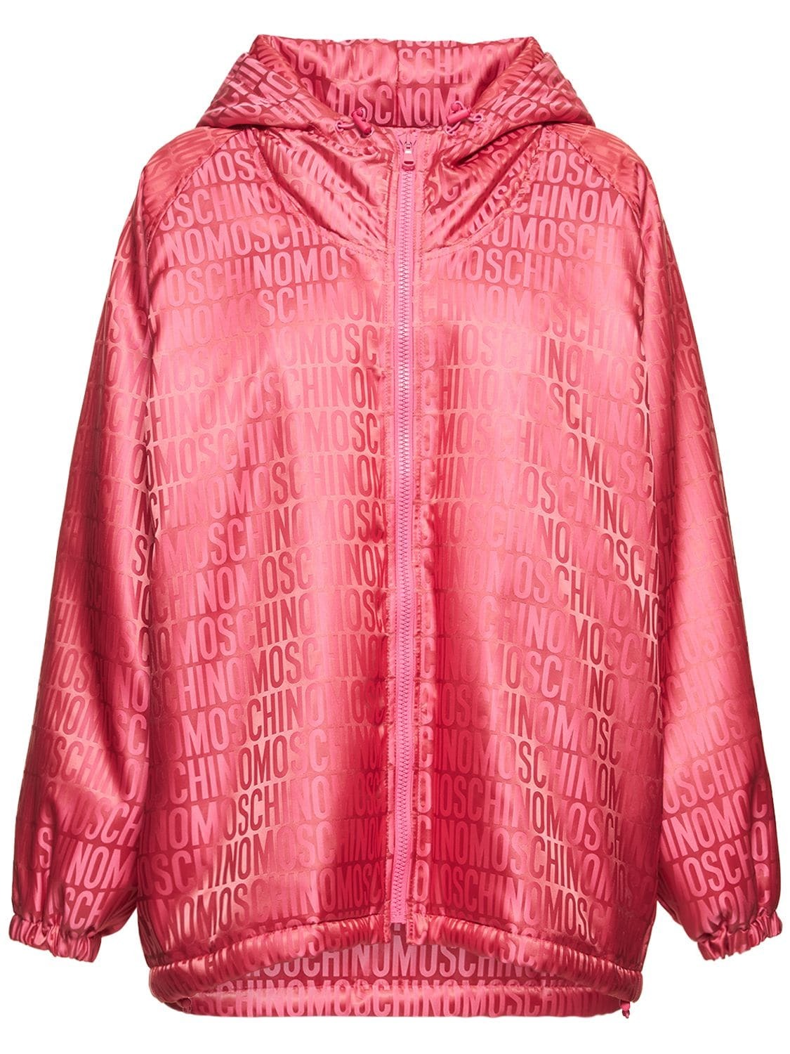 MOSCHINO Nylon Jacquard Logo Casual Jacket in pink