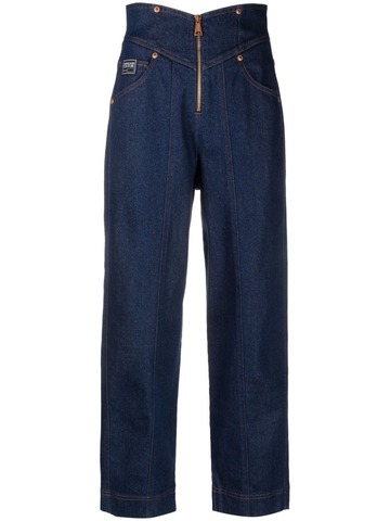 versace jeans couture high-waisted straight-leg jeans - blue