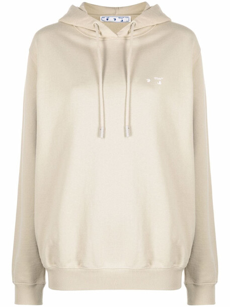 Off-White logo-print hoodie - Neutrals