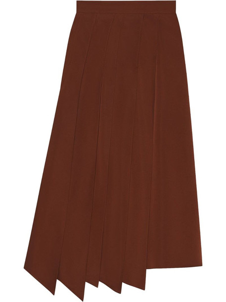 Gucci asymmetric pleated skirt in brown