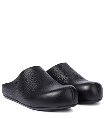 marni sabot leather slippers in black