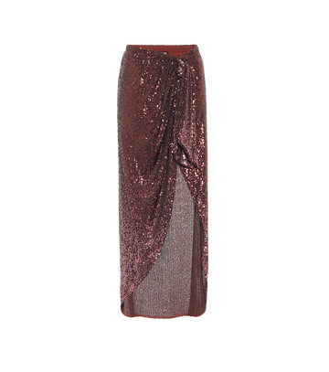 Balmain Sequined maxi skirt in red