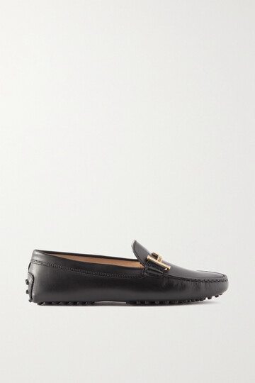 tod's - gommino doppia embellished leather loafers - black