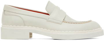 santoni off-white leather loafers in grey