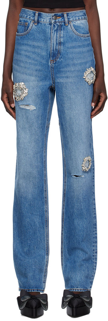 AREA Blue Crystal Jeans in indigo